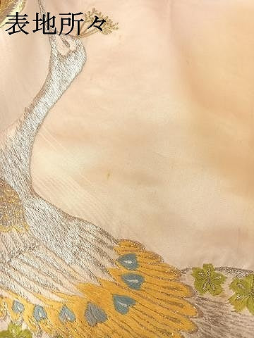平和屋着物●訪問着　総刺繍　孔雀文　暈し染め　金銀糸　正絹　逸品　AABH4565ck