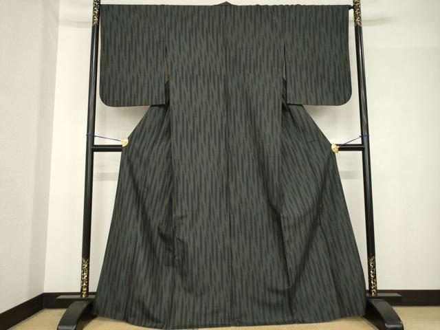 平和屋着物●撫松庵　小紋　幾何学文様　黒地　洗える着物　AABH4568ck