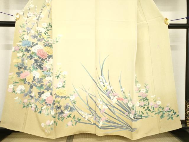平和屋着物●訪問着　友禅　作家物　草花文　正絹　逸品　AABH4569ck