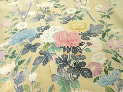 平和屋着物●訪問着　友禅　作家物　草花文　正絹　逸品　AABH4569ck