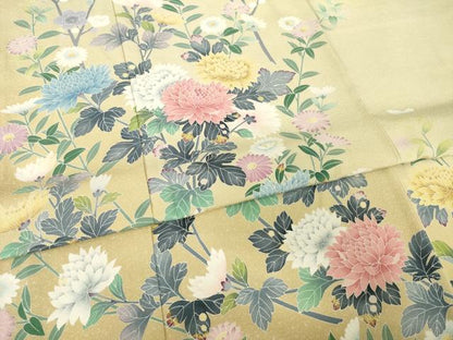 平和屋着物●訪問着　友禅　作家物　草花文　正絹　逸品　AABH4569ck