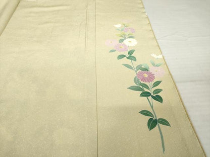 平和屋着物●訪問着　友禅　作家物　草花文　正絹　逸品　AABH4569ck