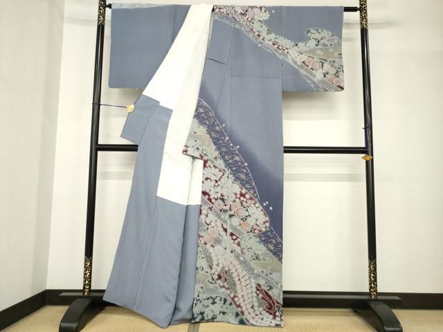 平和屋着物●十日町　名門　滝泰謹製　訪問着　辻が花　流水花文　金彩　正絹　逸品　AABH4571ck
