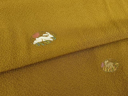 平和屋着物●上質な小紋　刺繍　兎　うさぎ　さが美扱い　正絹　逸品　未使用　AABH4573ck