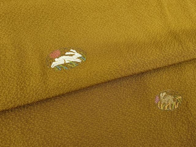 平和屋着物●上質な小紋　刺繍　兎　うさぎ　さが美扱い　正絹　逸品　未使用　AABH4573ck