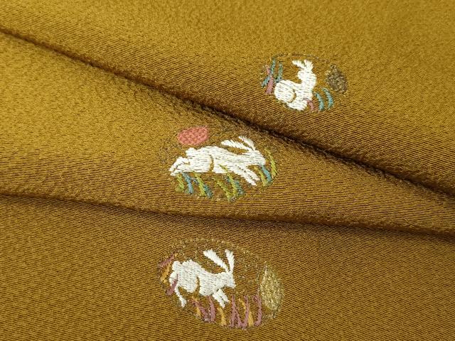 平和屋着物●上質な小紋　刺繍　兎　うさぎ　さが美扱い　正絹　逸品　未使用　AABH4573ck
