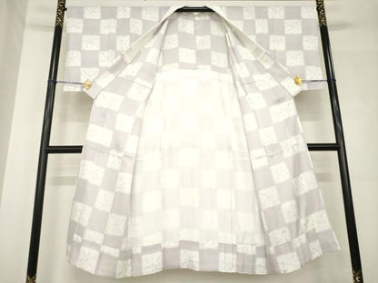 平和屋着物●長襦袢　無双仕立て　市松文　正絹　逸品　未使用　AABH4575ck