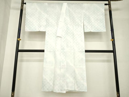 平和屋着物●長襦袢　無双仕立て　斜縞　市松地紋　暈し染め　正絹　逸品　AABH4576ck