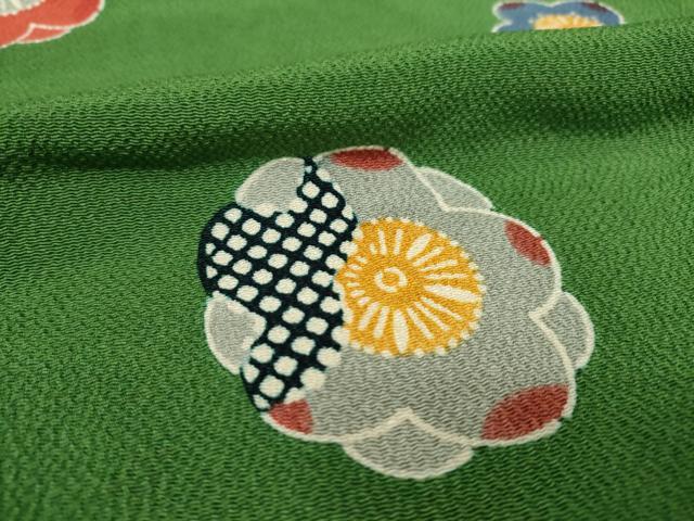 平和屋着物●小振袖　二尺袖　紅型　舞梅文　正絹　逸品　AABH4577ck