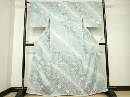 平和屋着物●訪問着　絞り　草花文　正絹　逸品　AABH4578ck