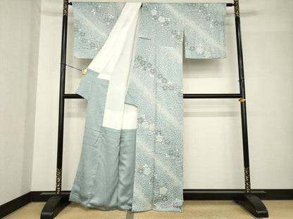 平和屋着物●訪問着　絞り　草花文　正絹　逸品　AABH4578ck