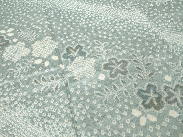 平和屋着物●訪問着　絞り　草花文　正絹　逸品　AABH4578ck