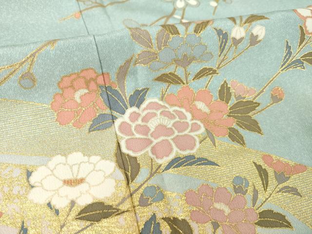 平和屋着物●訪問着　流水花文　金彩　正絹　逸品　AABH4579ck