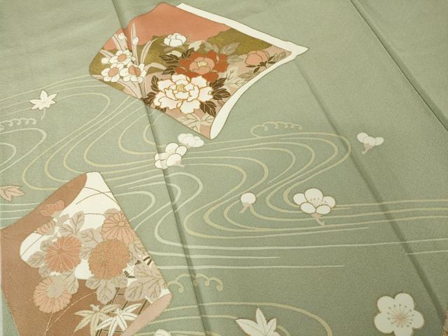平和屋着物●豪華色留袖　友禅　冊子花文　正絹　逸品　AABH4580ck