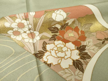 平和屋着物●豪華色留袖　友禅　冊子花文　正絹　逸品　AABH4580ck