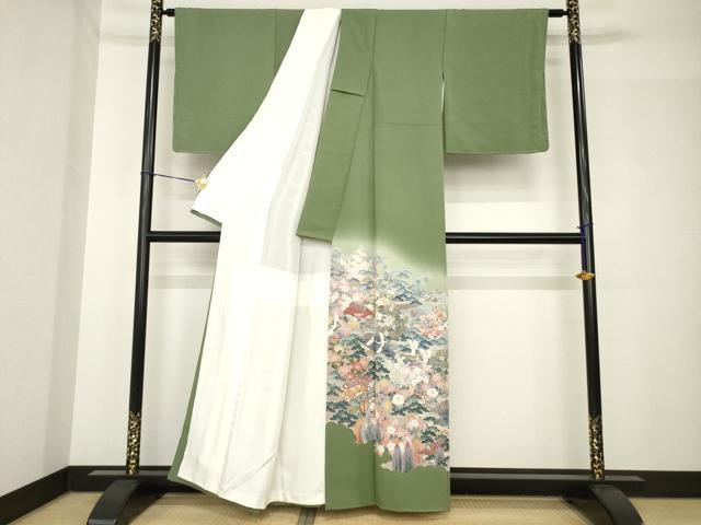 平和屋着物●十日町　加賀草木友禅の第一人者　田村哲彦　久美　色留袖　飛鶴風景文　暈し染め　正絹　逸品　AABH4584ck
