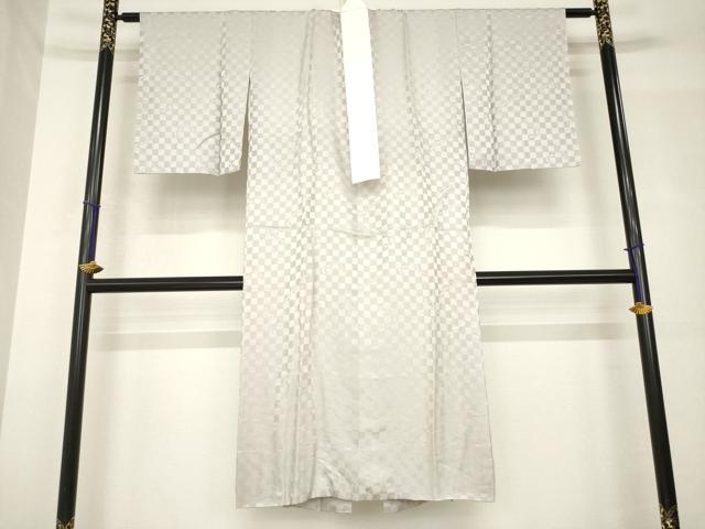 平和屋着物●世界的人形師　辻村寿三郎　ジュサブロー　長襦袢　袷　市松兎地紋　枯野色　広衿仕立て　正絹　逸品　AABH4586ck