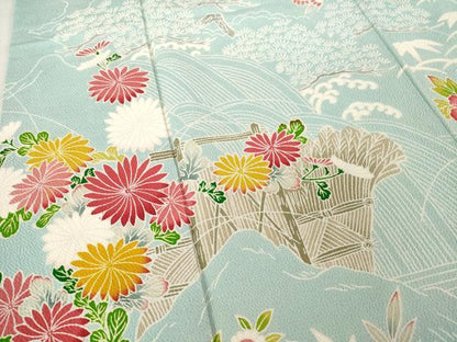 平和屋着物●訪問着　友禅　御所時文様　鬼しぼ縮緬　正絹　逸品　AABH4587ck