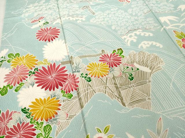平和屋着物●訪問着　友禅　御所時文様　鬼しぼ縮緬　正絹　逸品　AABH4587ck