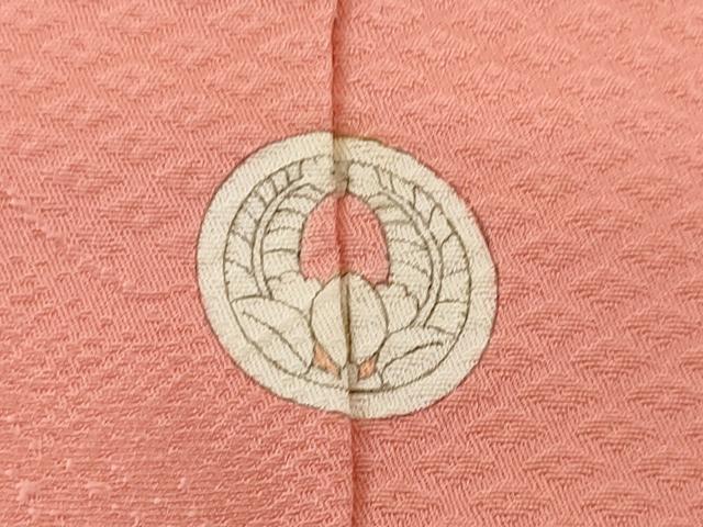 平和屋着物●上質な色無地　蔦草文　甚三紅色　正絹　逸品　AABH4588ck