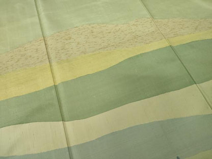 平和屋着物●絲藝苑　上島洋山　海草染　訪問着　遠山文　正絹　逸品　AABH4590ck