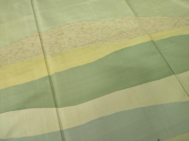 平和屋着物●絲藝苑　上島洋山　海草染　訪問着　遠山文　正絹　逸品　AABH4590ck
