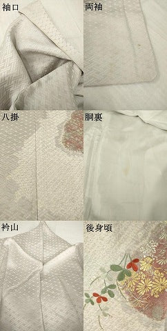 平和屋着物●色留袖　絞り　刺繍　道長草花文　金銀彩　正絹　逸品　AABH4592ck