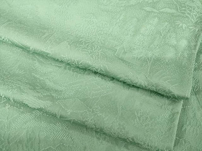 平和屋着物●上質な色無地　風景地紋　柳煤竹色　さが美扱い　正絹　逸品　AABH4593ck