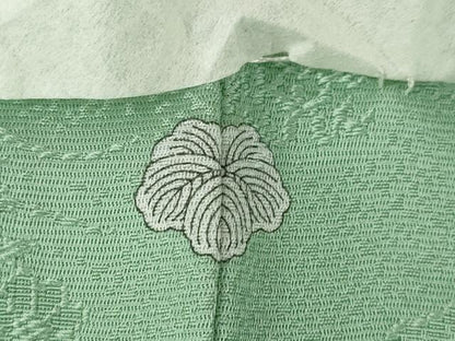 平和屋着物●上質な色無地　風景地紋　柳煤竹色　さが美扱い　正絹　逸品　AABH4593ck