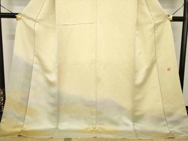 平和屋着物●久保田一竹　幻の辻が花　訪問着　霞文　暈し染め　金通し地　ロング丈　正絹　逸品　AABH4596ck