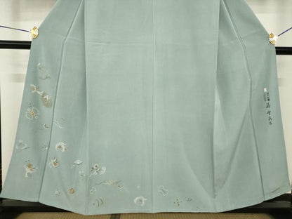 平和屋着物●加賀友禅の巨匠　初代　由水十久　蘇州刺繍　人間国宝　将雪英導　訪問着　宝尽くし　反端付き　正絹　逸品　AABH4597ck
