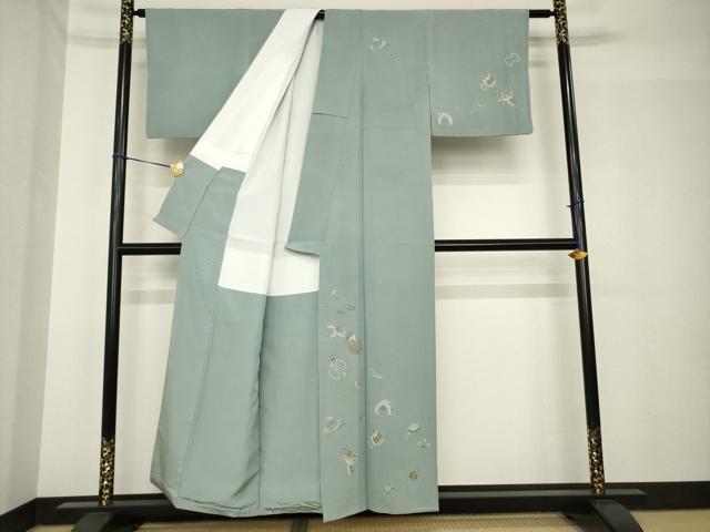 平和屋着物●加賀友禅の巨匠　初代　由水十久　蘇州刺繍　人間国宝　将雪英導　訪問着　宝尽くし　反端付き　正絹　逸品　AABH4597ck