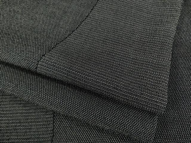 平和屋着物●本塩沢　170亀甲　よろけ間道　黒地　正絹　逸品　AABH4600ck