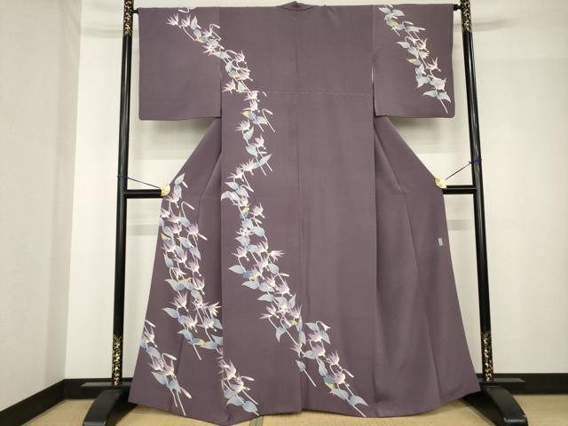 平和屋着物●本加賀友禅作家　松井眞夫　訪問着　草花文　正絹　逸品　AABH4602ck