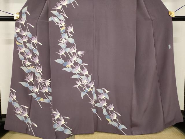 平和屋着物●本加賀友禅作家　松井眞夫　訪問着　草花文　正絹　逸品　AABH4602ck