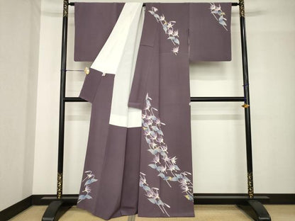 平和屋着物●本加賀友禅作家　松井眞夫　訪問着　草花文　正絹　逸品　AABH4602ck