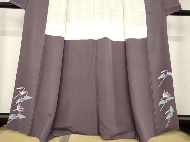 平和屋着物●本加賀友禅作家　松井眞夫　訪問着　草花文　正絹　逸品　AABH4602ck