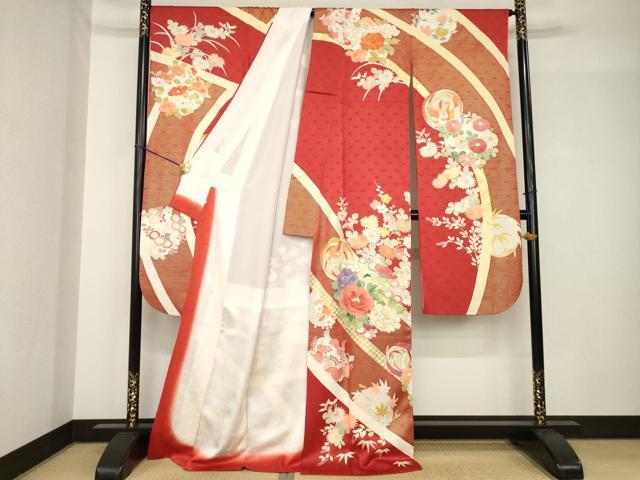 平和屋着物●創業460年・千總　振袖　駒刺繍　鳳凰花丸文　金彩　正絹　逸品　AABH4604ck