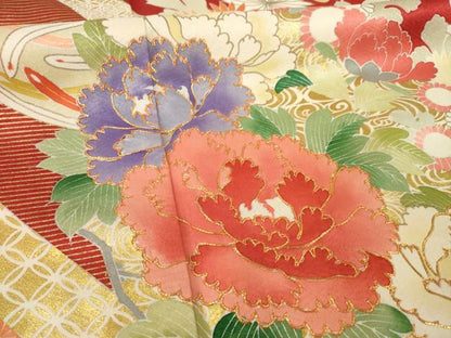 平和屋着物●創業460年・千總　振袖　駒刺繍　鳳凰花丸文　金彩　正絹　逸品　AABH4604ck