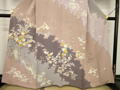 平和屋着物●創業460年・千總　訪問着　刺繍　草花文　金彩　正絹　逸品　AABH4605ck