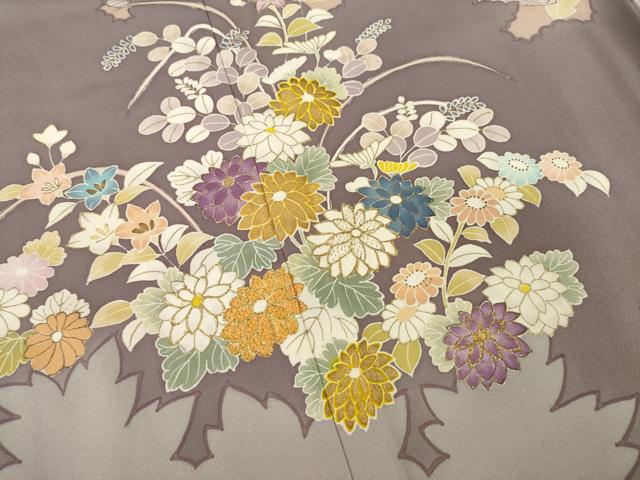 平和屋着物●創業460年・千總　訪問着　刺繍　草花文　金彩　正絹　逸品　AABH4605ck