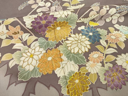 平和屋着物●創業460年・千總　訪問着　刺繍　草花文　金彩　正絹　逸品　AABH4605ck