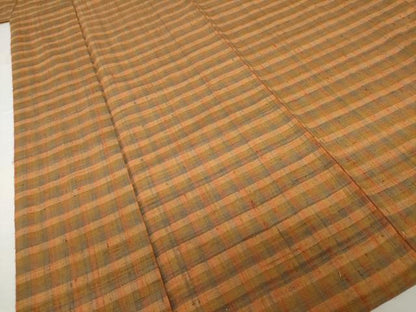 平和屋着物●浦野理一　経節紬　格子　正絹　逸品　AABH4606ck