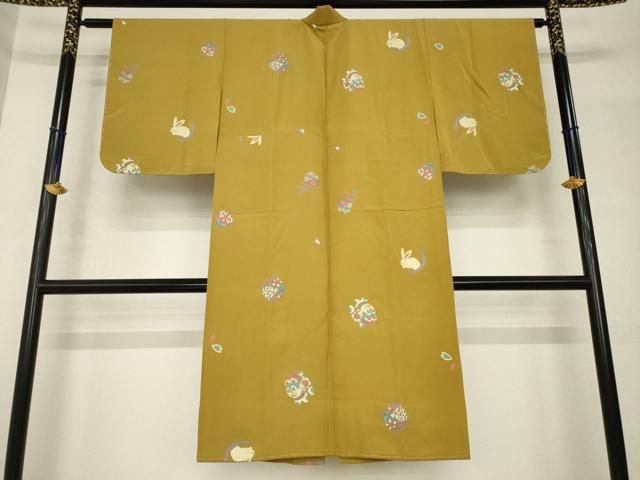 平和屋着物●長襦袢　無双仕立て　月兎　糸巻　犬張り子　金彩　正絹　逸品　未使用　AABH4616ck 平和屋着物○長襦袢 無双仕立て 月兎 糸巻 犬張り子 金彩 正絹 逸品 未使用