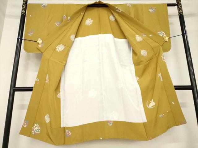 平和屋着物●長襦袢　無双仕立て　月兎　糸巻　犬張り子　金彩　正絹　逸品　未使用　AABH4616ck 平和屋着物○長襦袢 無双仕立て 月兎 糸巻 犬張り子 金彩 正絹 逸品 未使用