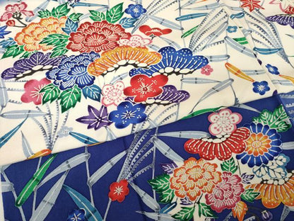 平和屋着物●豪華振袖　型染め　松竹梅花文　正絹　逸品　AABH4617ck