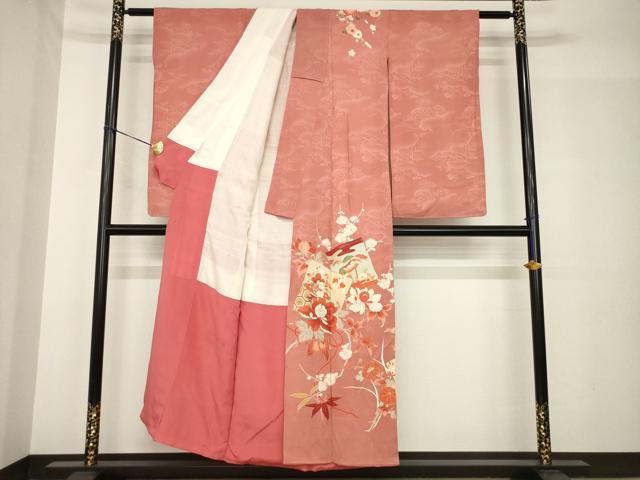 平和屋着物●アンティーク　大正ロマン　小振袖　二尺袖　色紙重ね花文　金彩　正絹　逸品　AABH4618ck 平和屋着物○アンティーク 大正ロマン 小振袖 二尺袖 色紙重ね花文