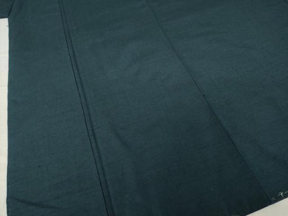 平和屋着物●男性　紬　色無地　高麗納戸色　正絹　逸品　AABH4619ck