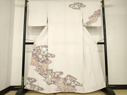 平和屋着物●訪問着　辻が花　流水花文　正絹　逸品　AABH4620ck