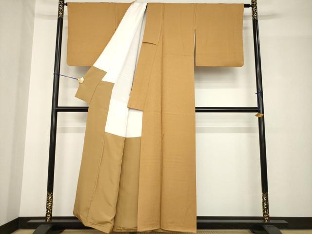 平和屋着物●上質な色無地　枇杷茶色　正絹　逸品　AABH4624ck